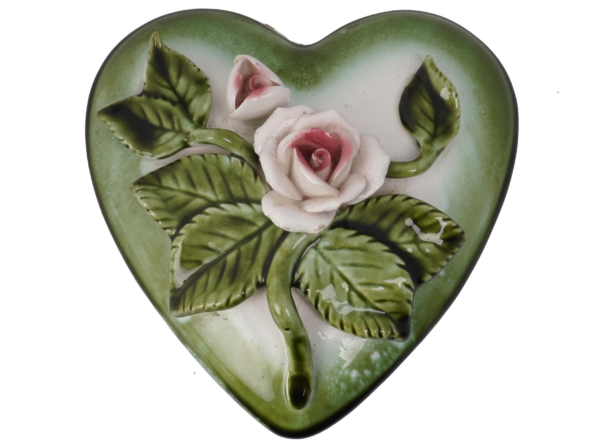 MID CENTURY ROYAL SEALY HEART CERAMIC TRINKET BOX PIC-1